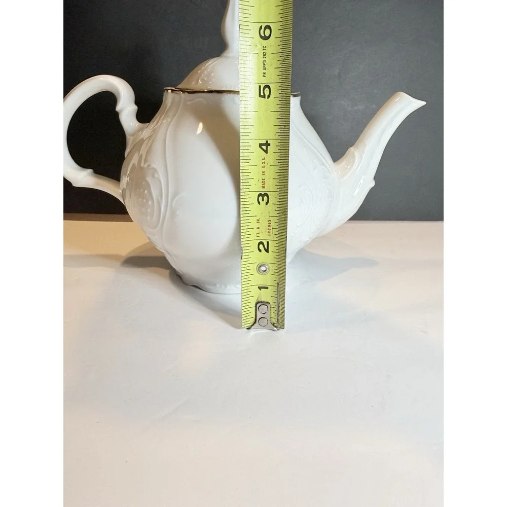 Bernadette Bohemian Porcelain White Gold Teapot Czech Republic